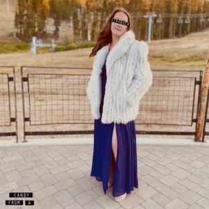Vintage REAL Fox Fur Coat White EUC Finland Sz L